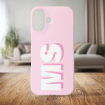 Modern Pink Initial Monogram iPhone 16 Case<br><div class="desc">Create your own personalized iPhone Case with custom initial name in modern typography. Available in a variety of colors and styles.</div>
