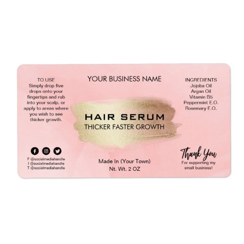 Modern Pink Ink Hair Serum Labels