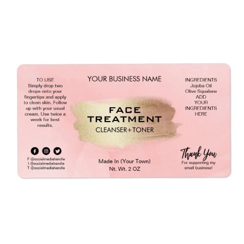 Modern Pink Ink Skin Treatment Labels