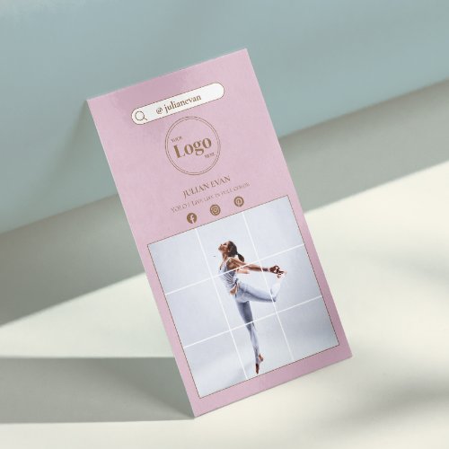 Modern Pink Instagram Photo Business Card