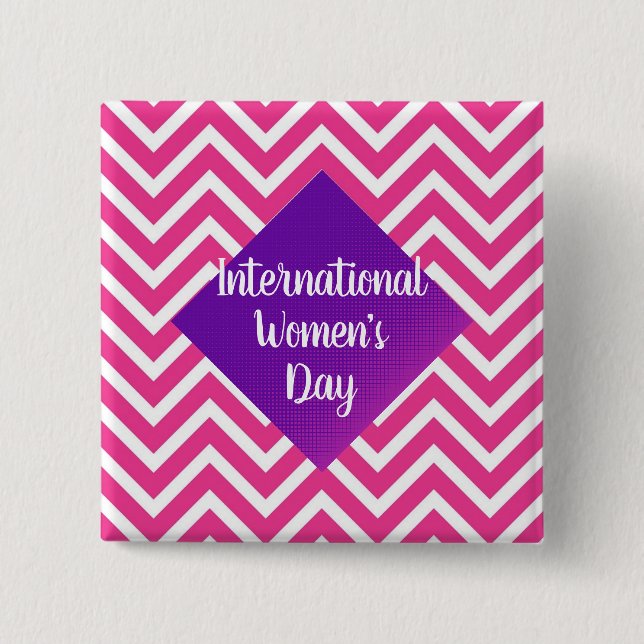 Modern Pink International Womens Day Pin Button (Front)