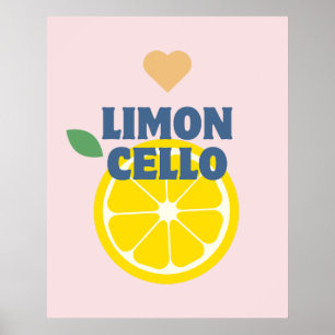 Modern Pink Italian Lemons Limoncello Bar Poster