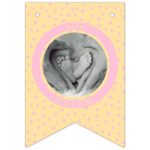 Modern Pink It's a Girl New Baby Newborn photo Bunting Flags