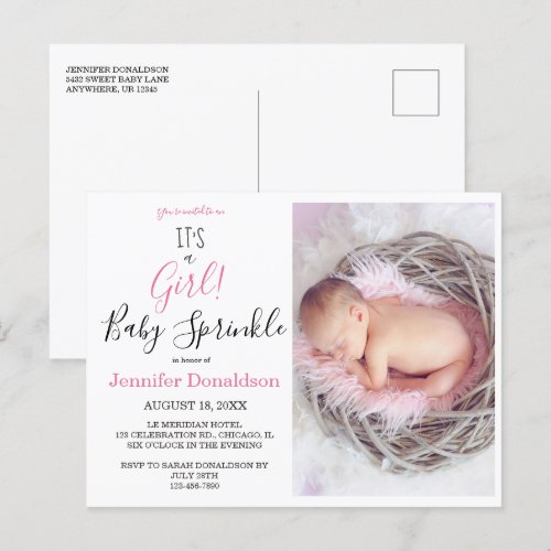 Modern Pink It's a Girl! Photo Baby Sprinkle 