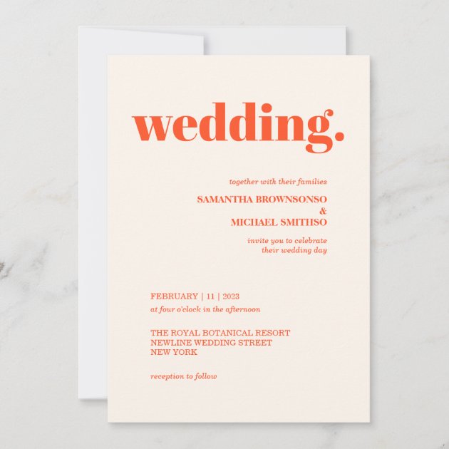 Modern pink ivory beige Minimal Earth Tone Wedding Invitation