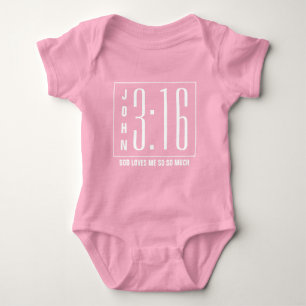Modern Pink John 3:16 Christian Baby Bodysuit