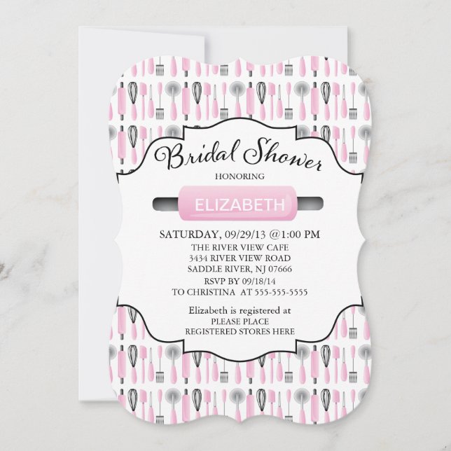 Modern Pink Kitchen Bridal Shower Invitation (Front)