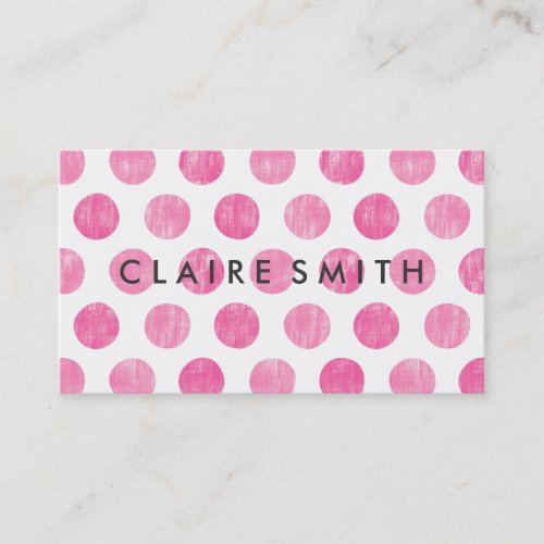 Modern pink large trendy polka dots pattern bakery business card