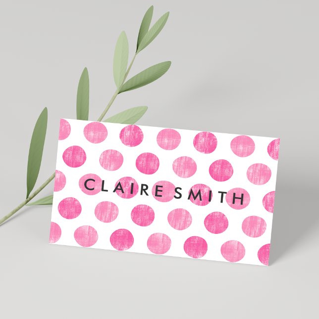 Modern pink large trendy polka dots pattern bakery business card (Modern pink large trendy polka dots pattern bakery business card )