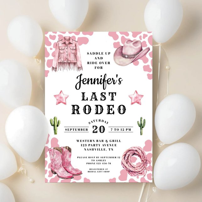 Modern Pink Last Rodeo Bachelorette Invitation (Modern Pink Last Rodeo Bachelorette Invitation)