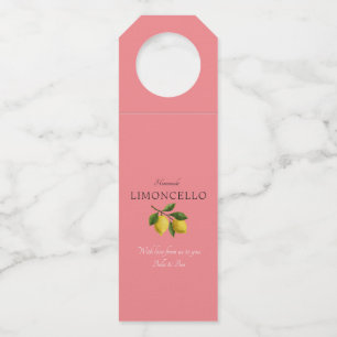 Modern Pink Lemon Wedding Limoncello Bottle Hanger Tag