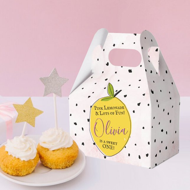 Modern Pink Lemonade 1st Birthday Favor Boxes (Creator Uploaded)