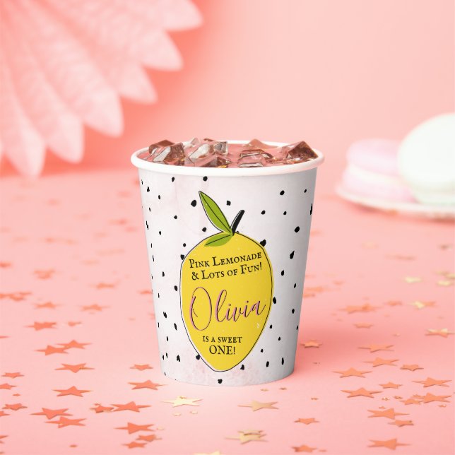 Modern Pink Lemonade 1st Birthday Paper Cups (Insitu)
