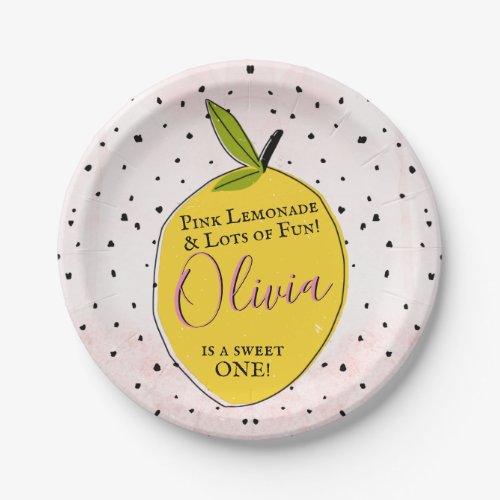 Modern Pink Lemonade 1st Birthday Paper Plates