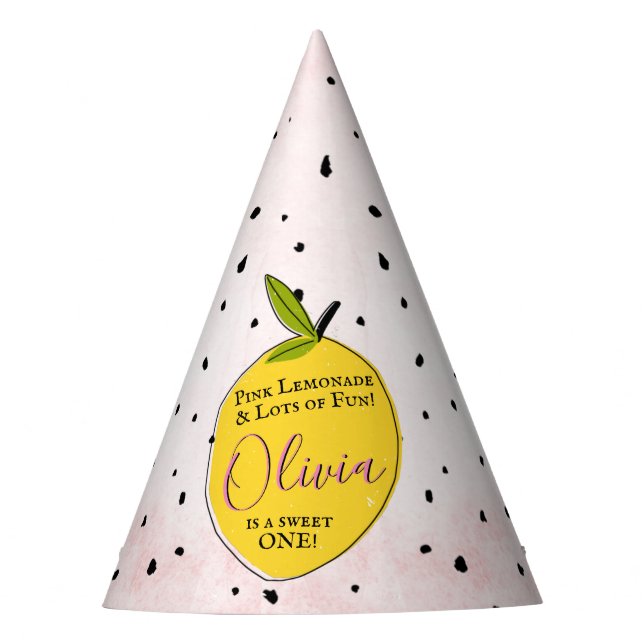 Modern Pink Lemonade 1st Birthday Party Hat (Front)
