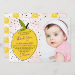 Modern Pink Lemonade 1st Birthday Photo Thank You Card<br><div class="desc">Say thank you in style with these trendy 1st birthday thank you cards. The template photo & wording is easy to personalize and your family and friends will be thrilled when they receive these fabulous thank yous.</div>