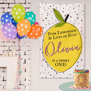 Modern Pink Lemonade 1st Birthday Welcome Banner