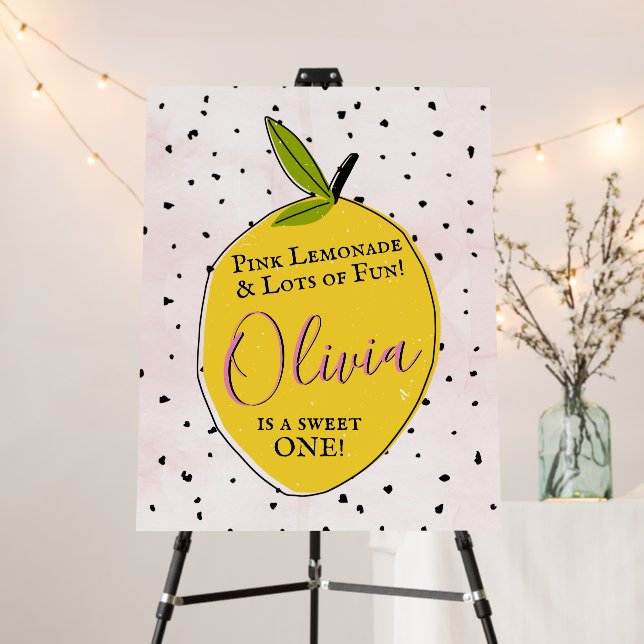 Modern Pink Lemonade 1st Birthday Welcome Foam Board (In Situ (Stand))