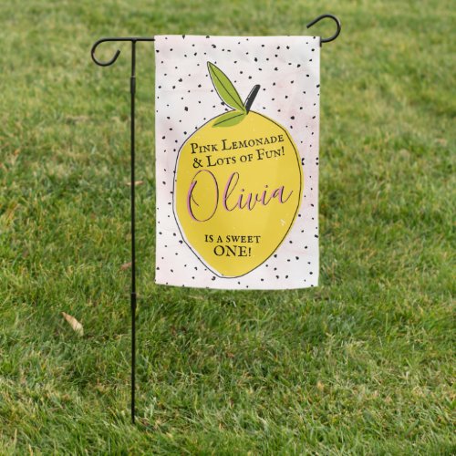 Modern Pink Lemonade 1st Birthday Welcome Garden Flag