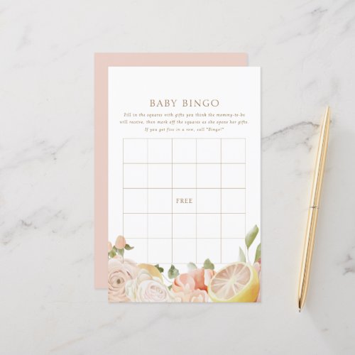 Modern Pink Lemonade Summer Baby Bingo Game