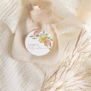 Modern Pink Lemonade Summer Baby Shower Classic Round Sticker