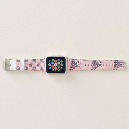 Modern Pink Leopard Animal Pattern Apple Watch Band
