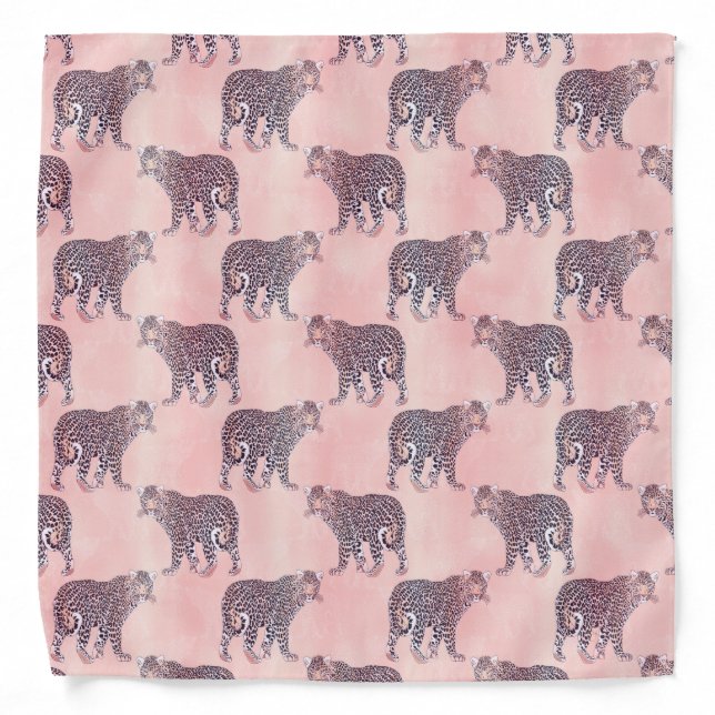 Modern Pink Leopard Animal Pattern Bandana (Front)