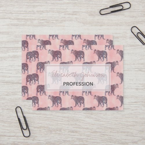 Modern Pink Leopard Animal Pattern Business Card