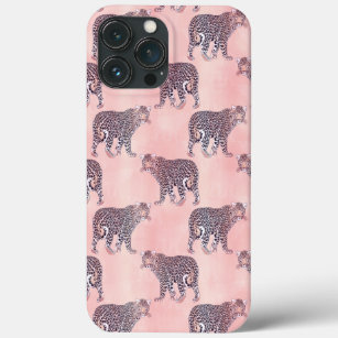 Modern Pink Leopard Animal Pattern iPhone 13 Pro Max Case