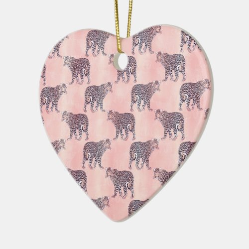Modern Pink Leopard Animal Pattern Ceramic Ornament