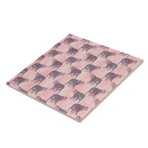 Modern Pink Leopard Animal Pattern Ceramic Tile
