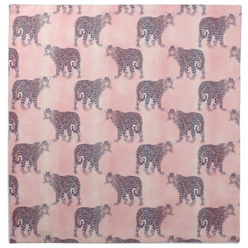 Modern Pink Leopard Animal Pattern Cloth Napkin
