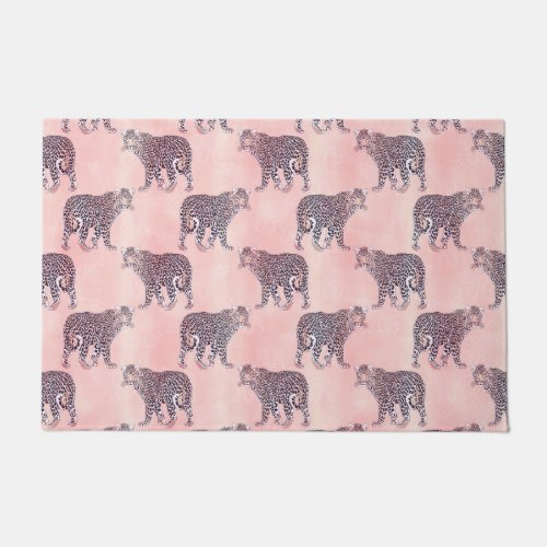 Modern Pink Leopard Animal Pattern Doormat
