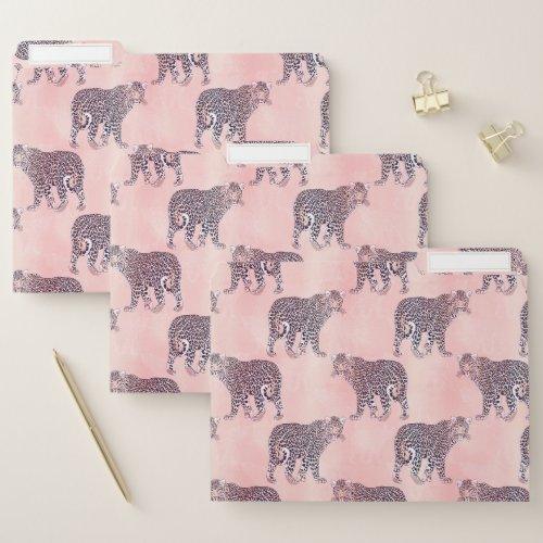 Modern Pink Leopard Animal Pattern File Folder