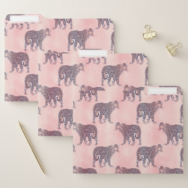 Modern Pink Leopard Animal Pattern File Folder (Set)