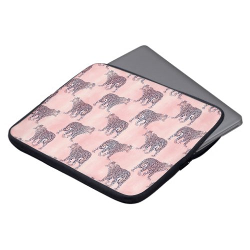 Modern Pink Leopard Animal Pattern Laptop Sleeve