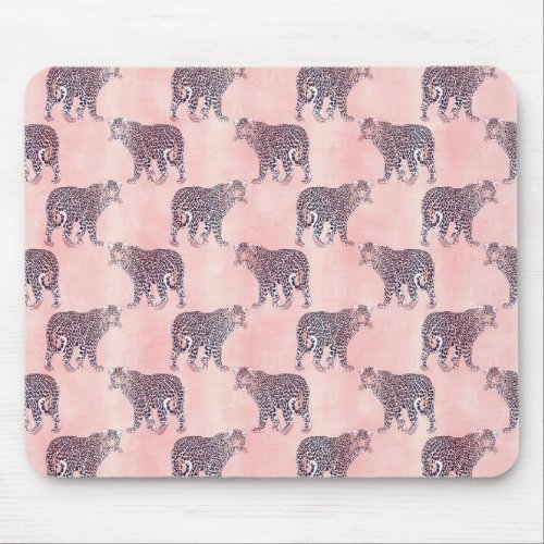 Modern Pink Leopard Animal Pattern Mouse Pad