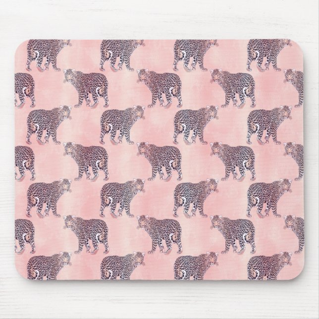 Modern Pink Leopard Animal Pattern Mouse Pad (Front)