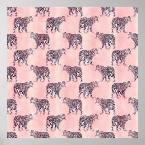Modern Pink Leopard Animal Pattern Poster