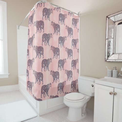 Modern Pink Leopard Animal Pattern Shower Curtain