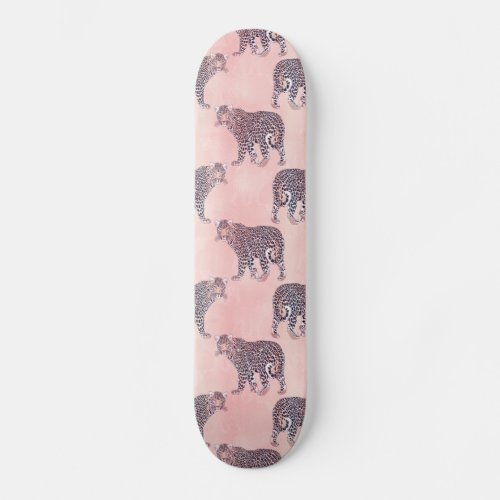 Modern Pink Leopard Animal Pattern Skateboard