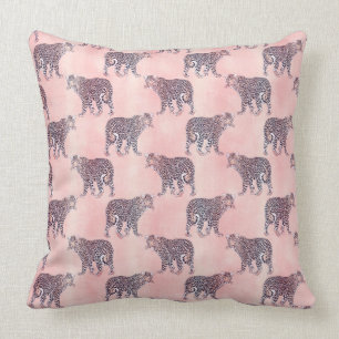 Modern Pink Leopard Animal Pattern Throw Pillow