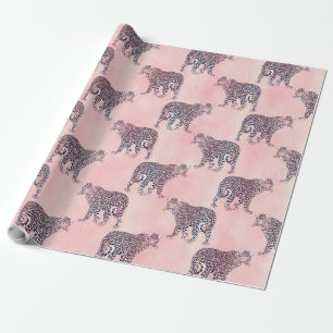 Modern Pink Leopard Animal Pattern Wrapping Paper