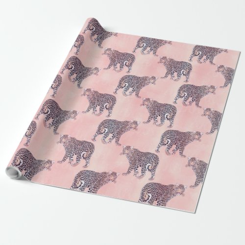 Modern Pink Leopard Animal Pattern Wrapping Paper