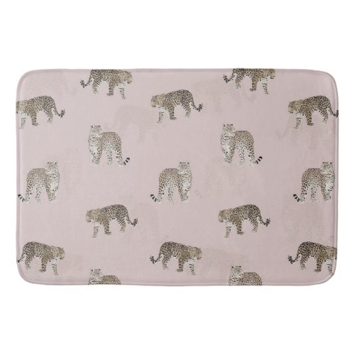 Modern Pink Leopard Jungle Animals Bath Mat