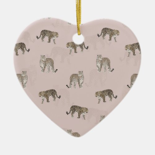 Modern Pink Leopard Jungle Animals Ceramic Ornament