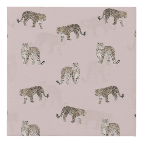 Modern Pink Leopard Jungle Animals Faux Canvas Print