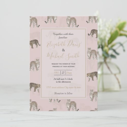 Modern Pink Leopard Jungle Animals Invitation