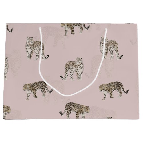 Modern Pink Leopard Jungle Animals Large Gift Bag