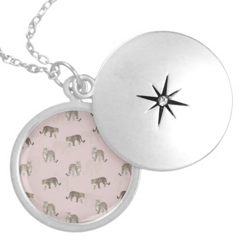 Modern Pink Leopard Jungle Animals Locket Necklace